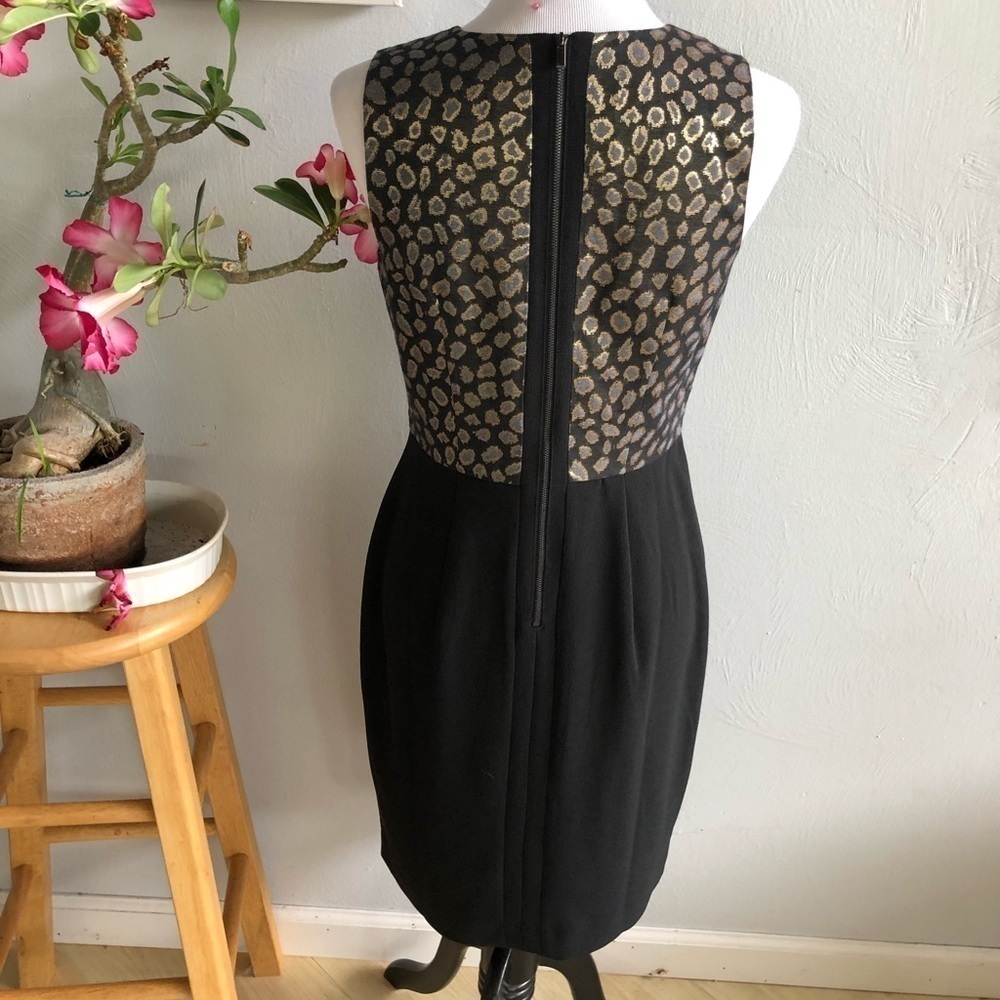 NWT Ann Taylor metallic leopard black sheath dress workwear - Picture 7 of 8